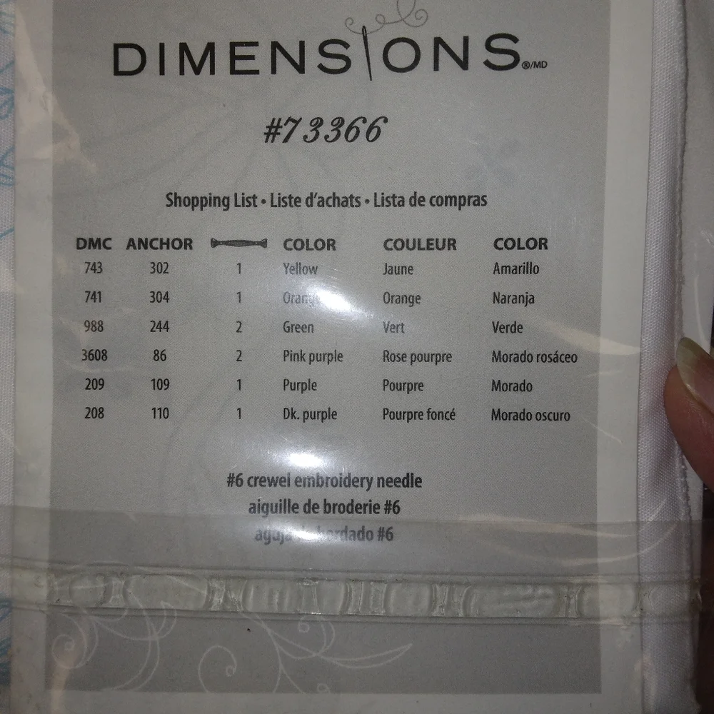 Dimensions Violets Nosegay Dresser Scarf in embroidery kit 73366